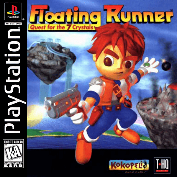 Floating Runner Quest for the 7 Crystals box art for Playstation